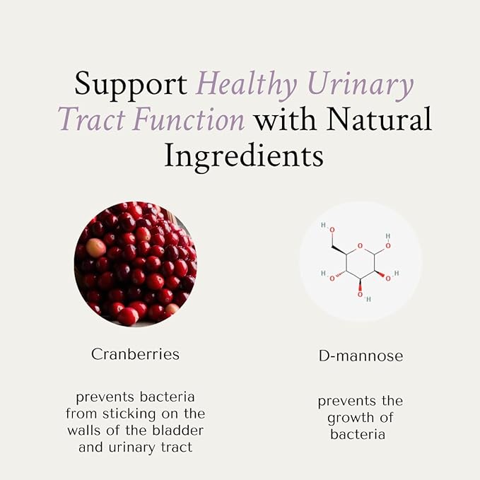 NeuEve Urinary Support Cranberry and D Mannose Supplements for Urinary Health Defense, All-Natural Ingredients | 90 Vegan Capsules