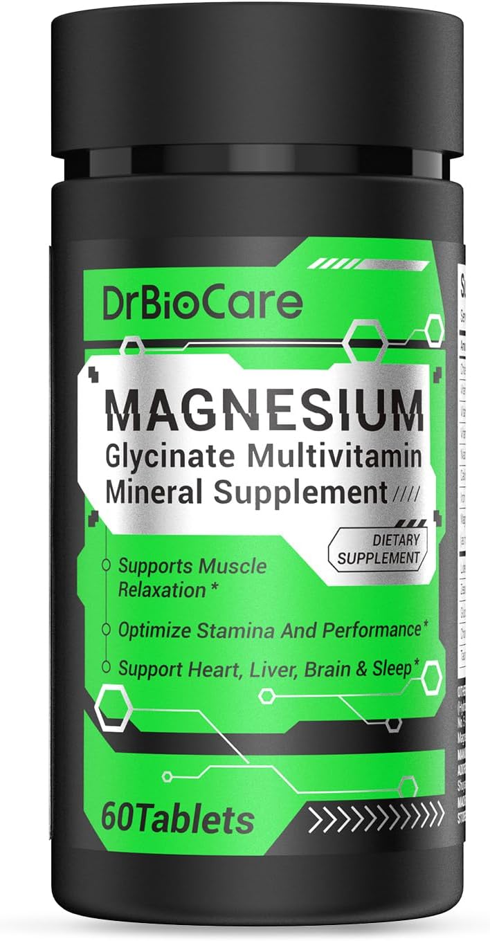 Energy Boost & Magnesium Glycinate, Contains Vitamin D3, Vitamin C, Turmeric, Ashwagandha, Milk Thistle, Calcium & Magnesium Supplement 120 Tablets