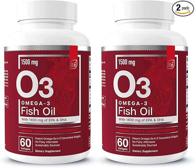 Essential Elements Omega-3 Fish Oil Supplement with EPA & DHA | Fatty Acids for Immune, Heart & Cognitive Support | Omega-3 Fish Oil 120 Softgels (2-Pack)