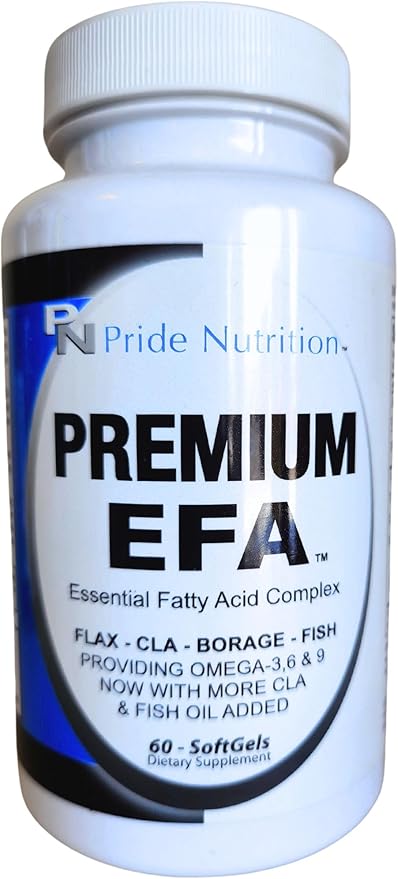 Pride Nutrition Premium EFA Omega 3-6-9 Supplement for Men and Women 5 in 1 - EPA, DHA, GLA, ALA & CLA Essential Fatty Acids with Fish Oil - Softgel Pills