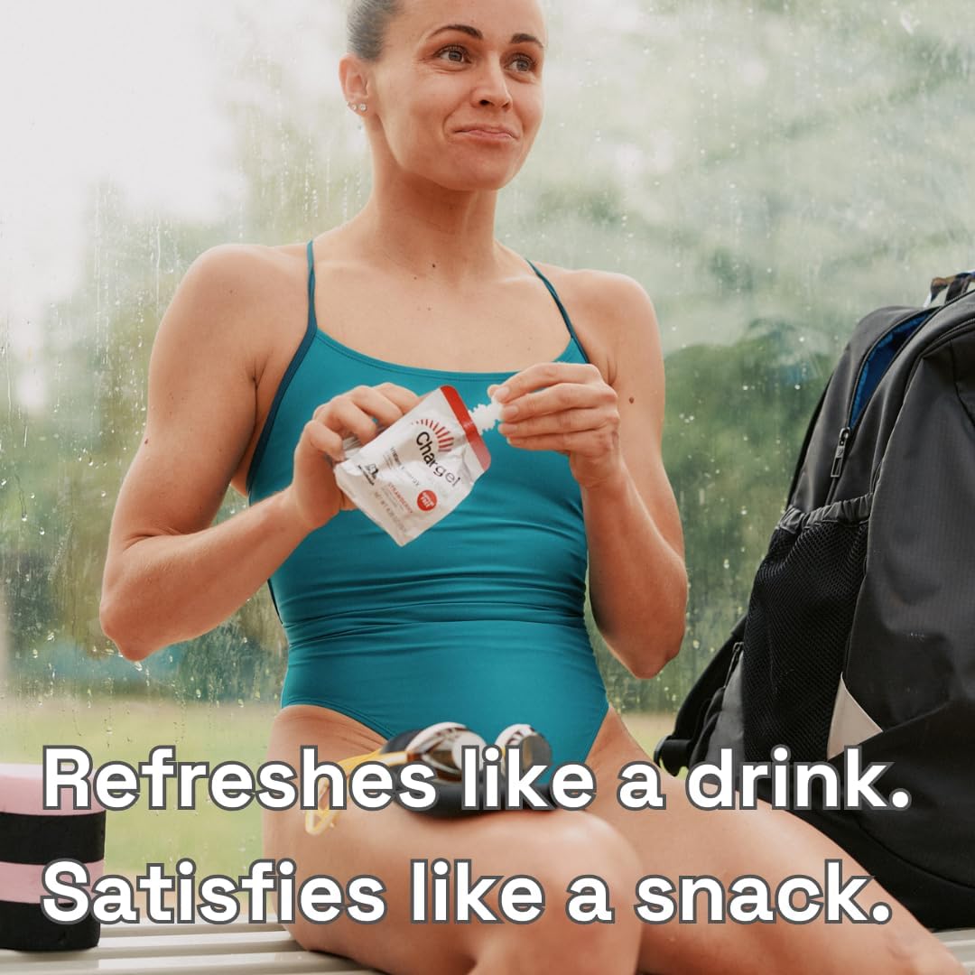 Strawberry, Caffeine-Free Instant Energy Gel Running, Biking, Workout, Hiking Essentials for Women & Men, Gifts for Runners - Carbs Vitamins, Gluten Free - Pack of 6 Gels - 6.35oz Each