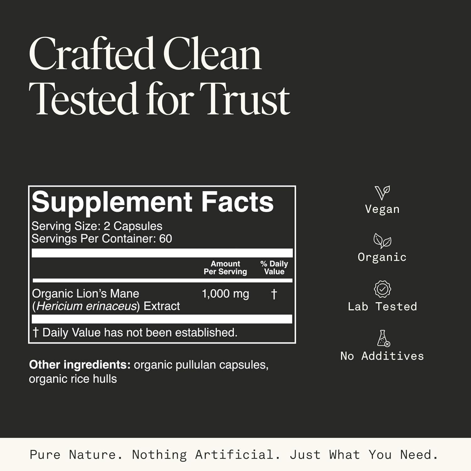 Lions Mane Supplement Capsules, Lion's Mane Mushroom Supplement for Memory, Focus & Mood support, Adaptogen Functional Mushrooms Extract - 100% USDA Organic, Vegan- Glass Jar, 120 Caps, 2 Month Supply