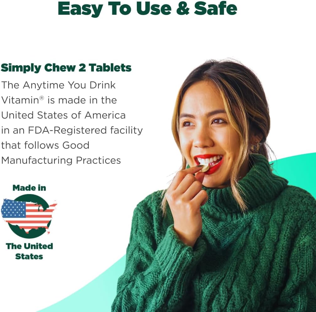 H-PROOF The Anytime You Drink Vitamin, Liver Health & Immunity Support with Electrolytes, Milk Thistle, and Vitamins B & C - 40 Chewable Tablets (20 Servings), Vegan, Black Cherry