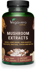 Organic Mushroom Supplement | 11,800mg | Lion Mane, Reishi, Cordyceps | Nootropic + Natural Immune Support | 90 Capsules