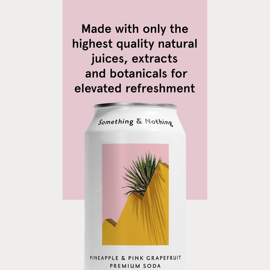 Something & Nothing Pineapple & Pink Grapefruit Flavoured Sparkling Water | Lightly Carbonated, Full Flavoured with Grape & Lemon Juice | Vegan & Low Calorie Soda | 12 Fl Oz Cans (Pack of 12)
