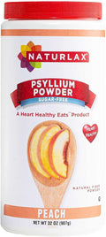 Sugar-Free Psyllium Husk Fiber Powder, Peach Flavored 32 oz