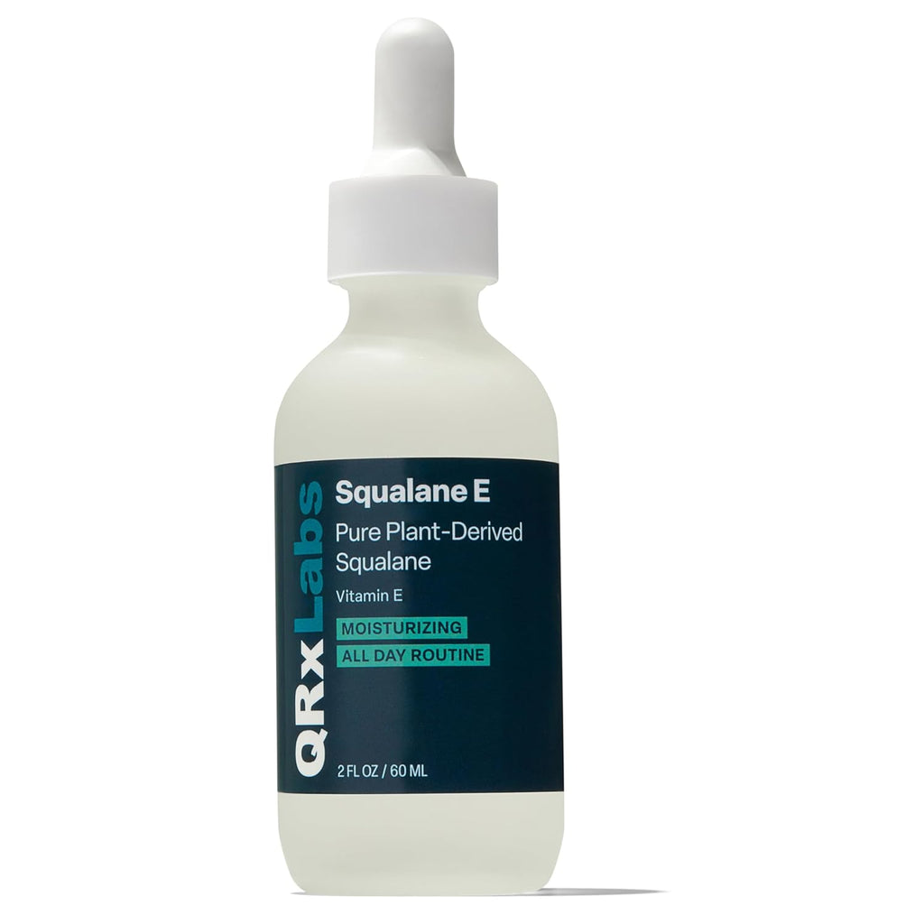 QRxLabs Pure Organic Squalane Oil & Vitamin E Oil for Face & Skin - 2 Fl Oz - USDA & ECOCERT Certified Organic Sugarcane - Hydrating Facial, Body & Hair Formula - Reduces Fine Lines & Wrinkles