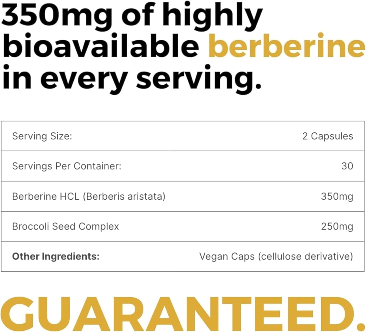 Mara Labs BerbElite | 350mg Berberine HCL & Broccoli Seed Complex for Increase Bioavailability | 60 Vegan Capsules