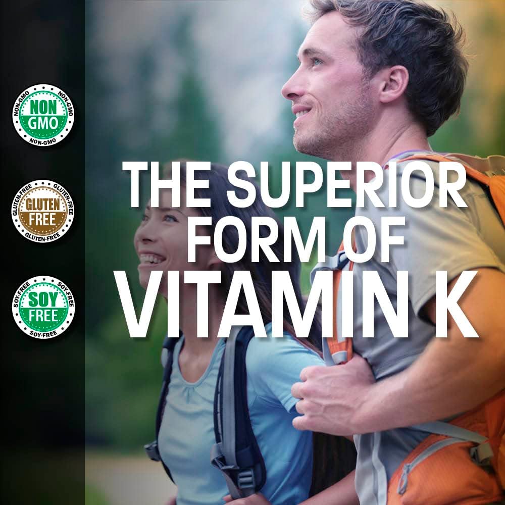Bronson Vitamin K2 as MK-7 Menaquinone 100 mcg Non-GMO, 60 Capsules