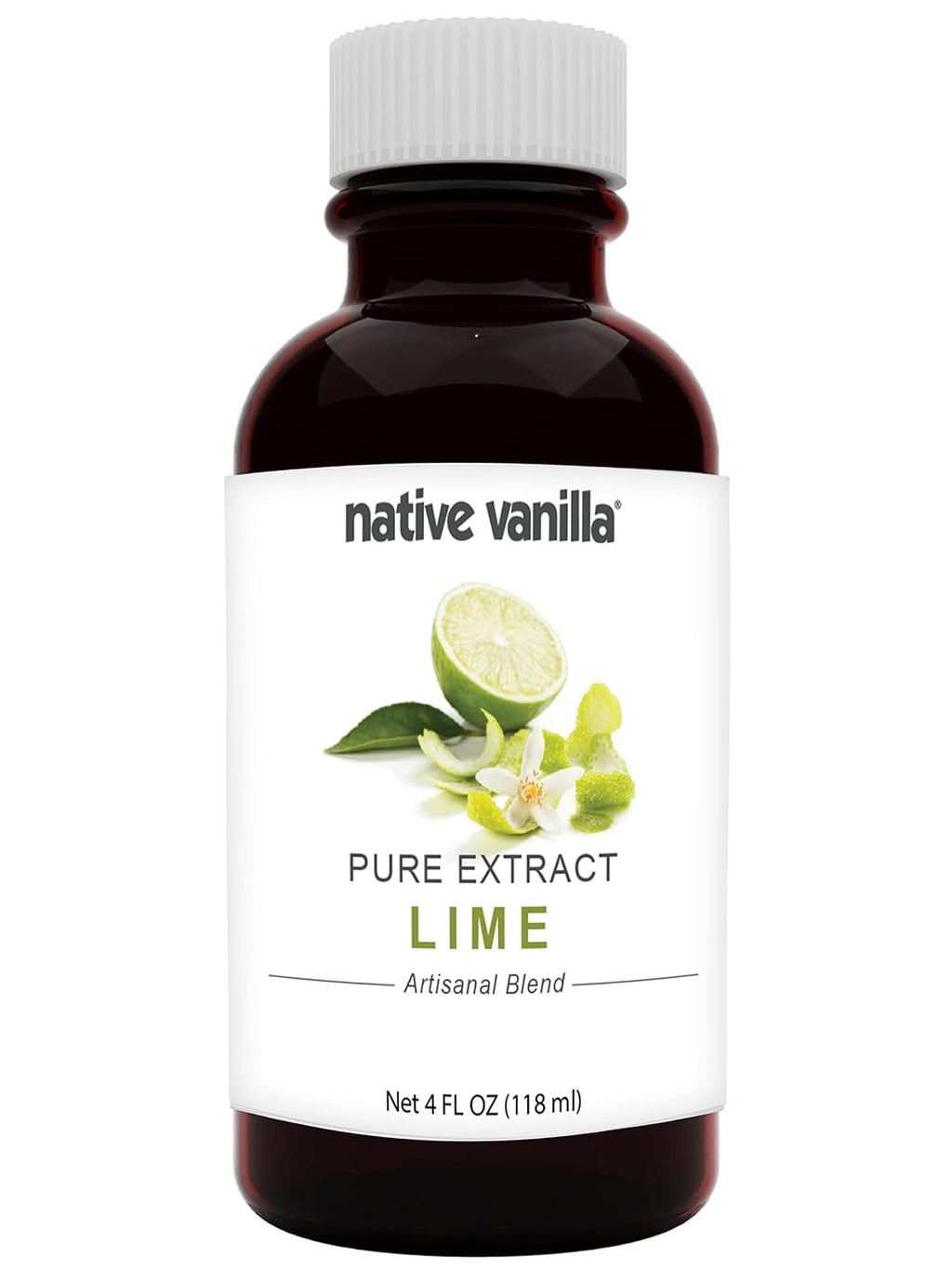 Native Vanilla - Pure Lime Extract - 4 Fl Oz - Pure Flavors and Extracts - Perfect for Cooking, Baking, and Dessert Crafting