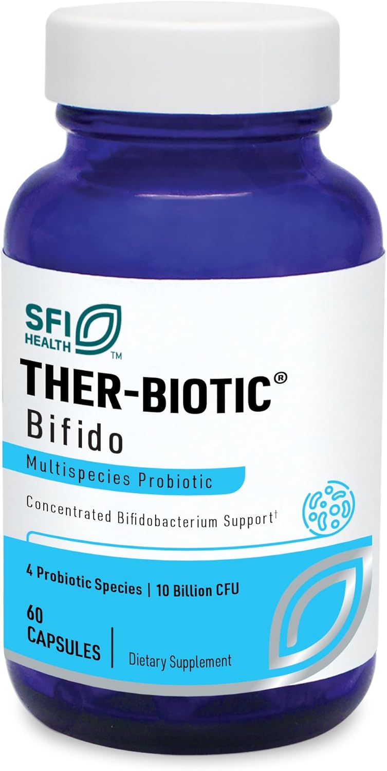 Klaire Labs Ther-Biotic Factor 4 – 10b CFU Bifidobacterium Bifidum Probiotic with Breve, Lactis & Longum - Immune + Gut Health Support - Hypoallergenic Bifidobacterium Probiotic (60 Capsules)
