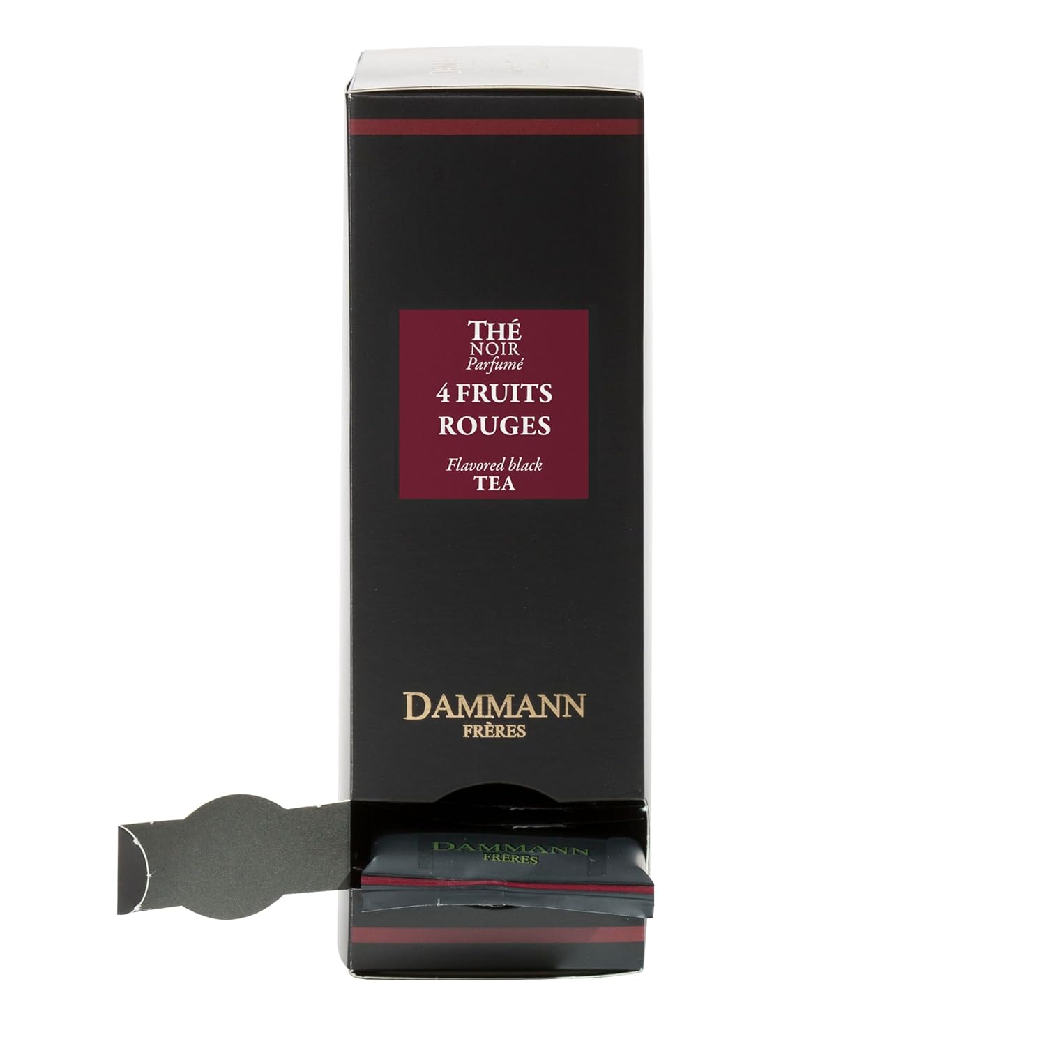 Dammann Freres Sachets, Quatre Fruits Rouges Tea Bags, Premium Gourmet French Black Tea, Blend Strawberry, Cherry, Raspberry, Red Currant Flavors, Individually Wrapped, 24 Count (Single Pack)