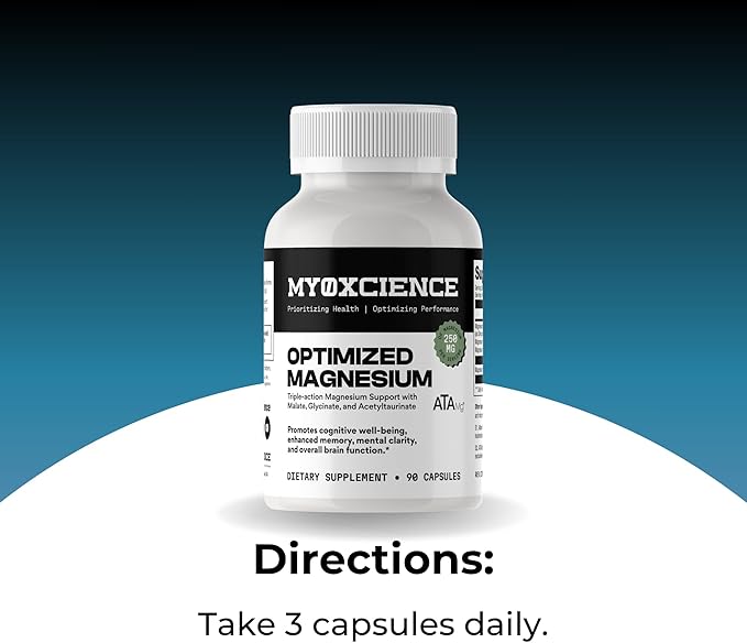 MYOXCIENCE Optimized Magnesium Glycinate + Magnesium Taurate (as ATAmag®) for High Brain Bioavailability to Support Stress Relief and Sleep | 30 Servings