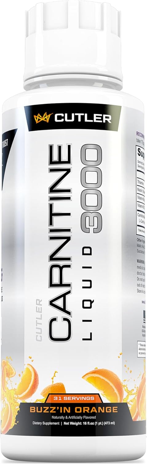 Cutler Nutrition Liquid L-Carnitine Supplement with Acetyl L-Carnitine & L-Carnitine Tartrate Forms - Pre Workout Formula for Optimal Absorption, Energy & Muscle Support, Buzz'in Orange Flavor