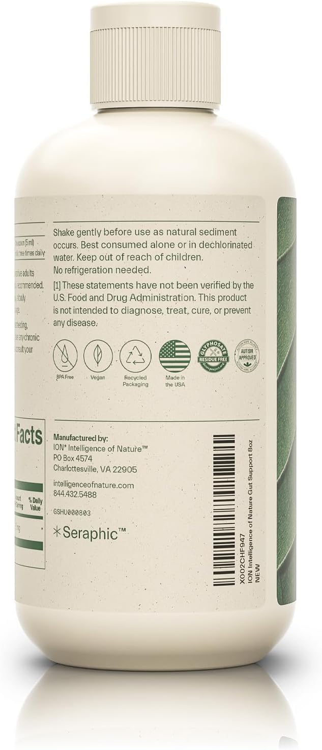 ION* Intelligence of Nature Gut Support Liquid Supplement - Gut & Digestive Health Liquid Drops, Cleanse & Detox with Humic Extract for Women & Men, Adults & Kids 4+ - 8 fl oz (Pack of 1)