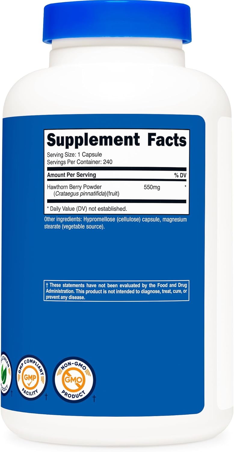 Nutricost Hawthorn Berry Capsules 550mg, 240 Capsules, Vegetarian Friendly, Non-GMO & Gluten Free