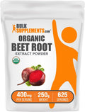 BulkSupplements.com Organic Beet Root Extract Powder - Organic Beet Root Powder, Superfood Supplement - Vegan & Gluten Free, 400mg per Serving, 250g (8.8 oz) (Pack of 1)