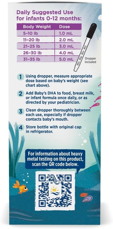 Nordic Naturals Baby’s DHA, Unflavored - 2 oz - 1050 mg Omega-3 + 300 IU Vitamin D3 - Supports Brain, Vision & Nervous System Development in Babies - Non-GMO - Servings May Vary