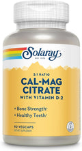 Solaray Calcium Magnesium Citrate 2:1 Ratio - Calcium Supplements for Women and Men w/Magnesium and Vitamin D 2 - Bone Health, Muscle and Nerve Support - Vegan, 60-Day Guarantee, 15 Serv, 90 VegCaps