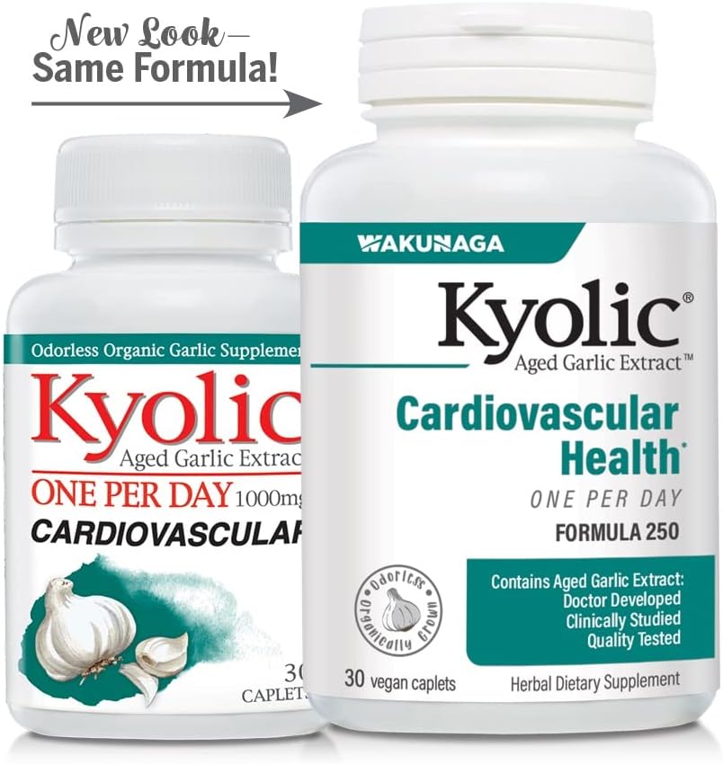 Kyolic Aged Garlic Extract Formula 250, Cardiovascular Health, One Per Day, 30 Vegan Caplets