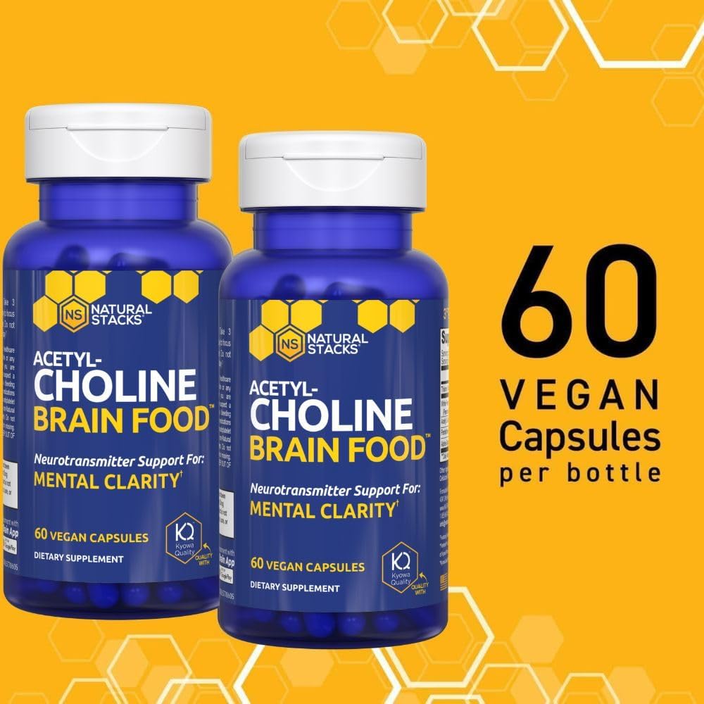 Acetylcholine Brain Food - Acetyl L-Carnitine & Alpha GPC Supplement - Supports Production of Acetylcholine - Neurotransmitter Supplement for Cognitive Function - 120 Capsules