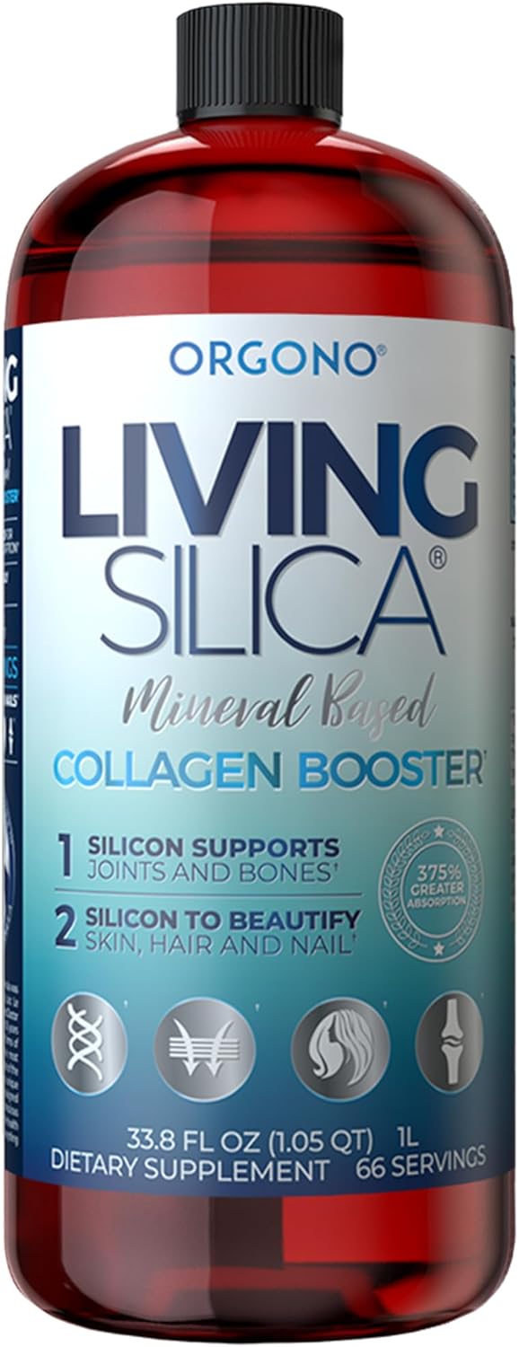 Orgono Living Silica Collagen Booster | Vegan Mineral-Based Silica Supplement | Supports Healthy Collagen & Elastin Production for Joint & Bone Support, Glowing Skin, Strong Hair & Nails | 33.8 Fl Oz
