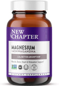 New Chapter Magnesium + Ashwagandha Supplement, 325 mg with Magnesium Glycinate for Muscle Relaxation & Recovery, Heart, Nerve & Bone Health, 2.5X Absorption, Non-GMO - 30 ct (1 Month Supply)
