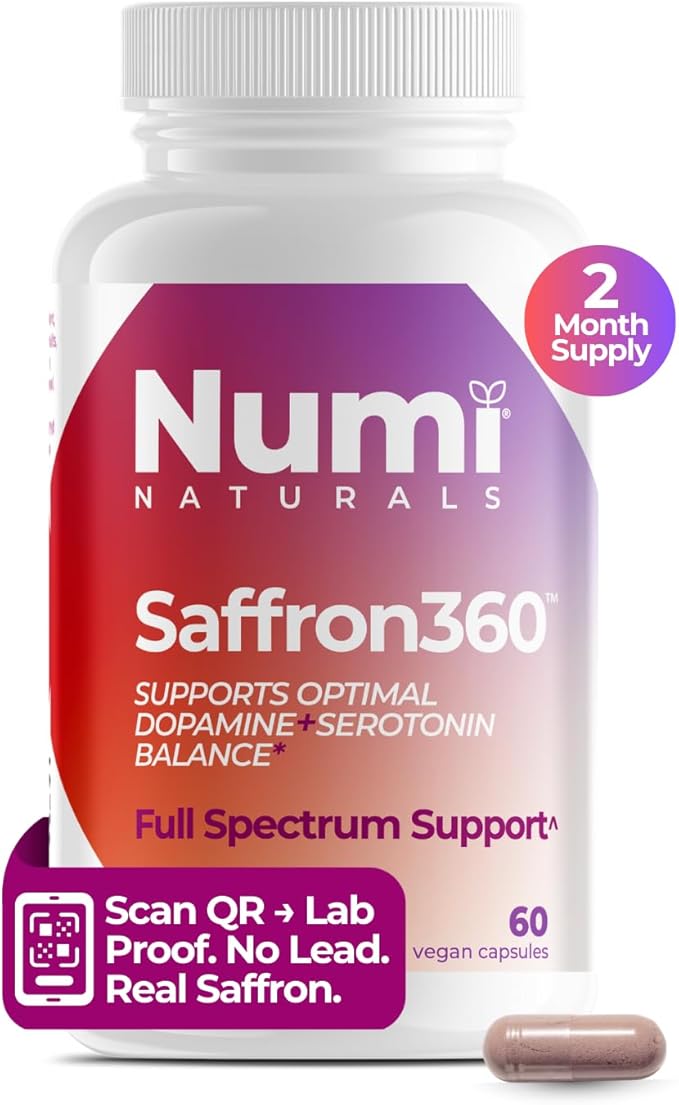 Saffron Extract 88.5mg - Real Saffron Proof (Scan QR for Lab Results) - Dopamine Serotonin Mood Support for Women - Only 3 Clean Ingredients - 60 Day Supply - Vegan USA Made