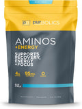 Purbolics Aminos + Energy | Supports Recovery, Energy & Focus | 95mg of Caffeine, 0 Calories & 60 Servings (Blue Steele)