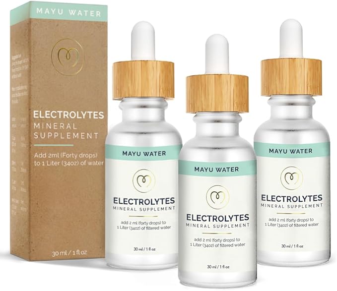 MAYU, Concentrated Electrolyte Drops (3 btls.), Restores Vital Electrolytes & Stamina, 494 Electrolytes/Serving + 67 Trace Minerals, Tested for Heavy Metals, No Additives, Purest Sources, w/Magnesium
