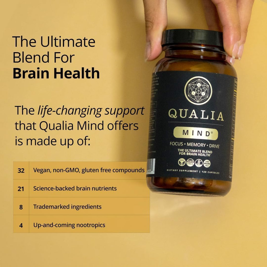 QUALIA MIND | The Ultimate Blend For Brain Health* | Doctor-Formulated Nootropic To Fuel Focus & Concentration* | Supports Long Term Brain Health| Maintain Drive & Productivity | 6 Week Supply