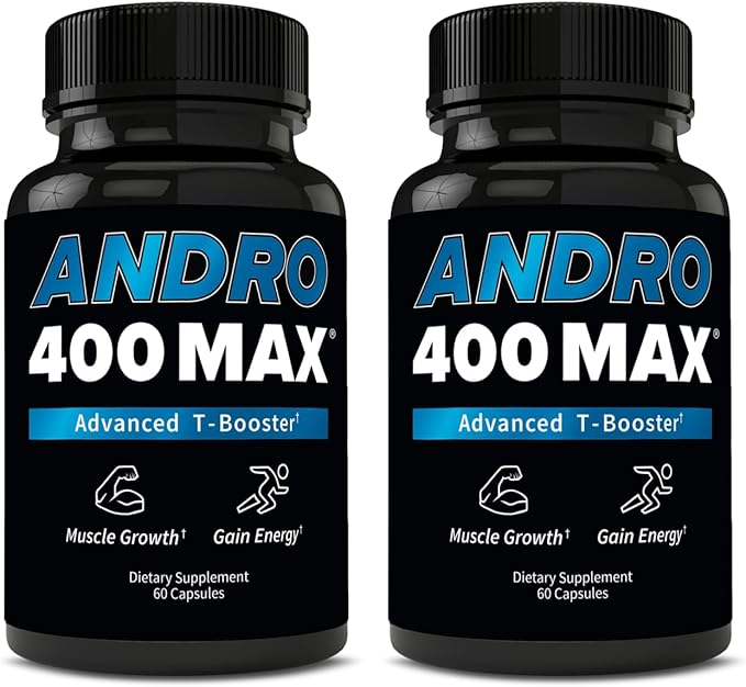 Andro400 Max Advanced T-Support & Nitric Oxide Booster – Tongkat Ali with L-Arginine & L-Citrulline – Supports Blood Flow, Circulation, and Physical Performance – 2 Pack, 120 Capsules