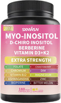 Myo-Inositol & D-Chiro Inositol Supplement with Berberine Ashwagandha - Healthy Hormone Balance & Healthy Ovarian Support for Female Health & Wellness