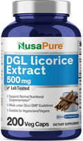 NusaPure DGL Licorice Extract 500 mg 200 Veggie Capsules (Vegan,Non-GMO)
