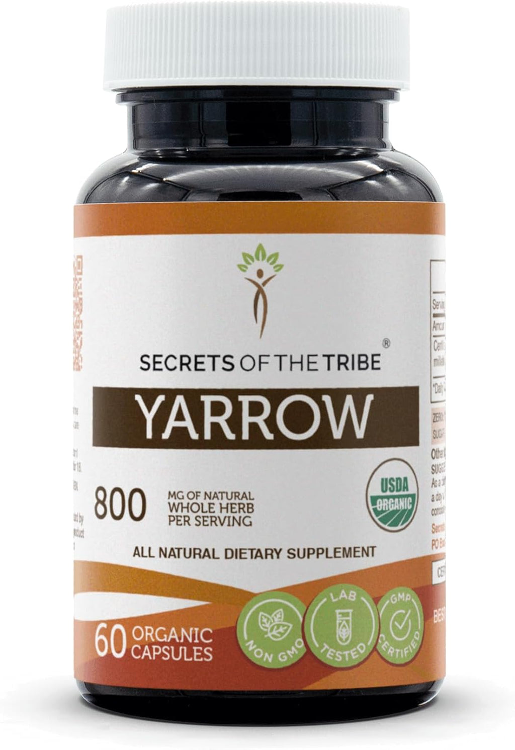 Yarrow 60 Capsules, Made with Vegetable Capsules and USDA Organic Achillea millefolium Soothes The Body/Stress Relief (60 Capsules)