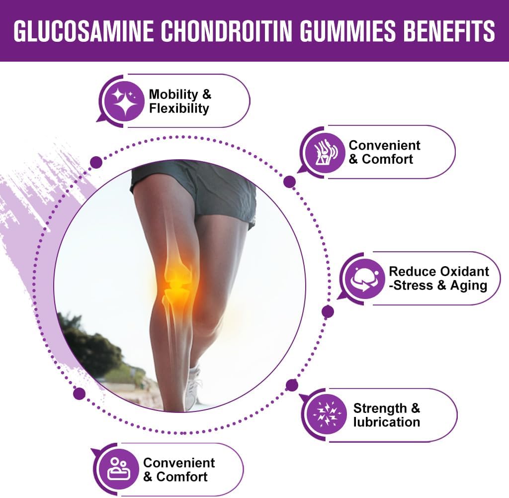 Glucosamine Chondroitin Gummies with MSM & Elderberry Extra Strength - Flexibility Support, Antioxidant Immune Support Supplement for Adults, Men & Women - 60 Chondroitin Gummies (2 Pack)