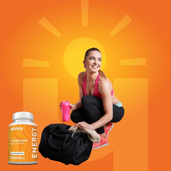 Energy Supplement - Vitamins for Energy, Tiredness & Fatigue - Natural Energy - Vitamin B Complex, Ashwagandha - Energy Supplements for Women & Men - Energy Booster Without Caffeine - 60 Caps - Vegan