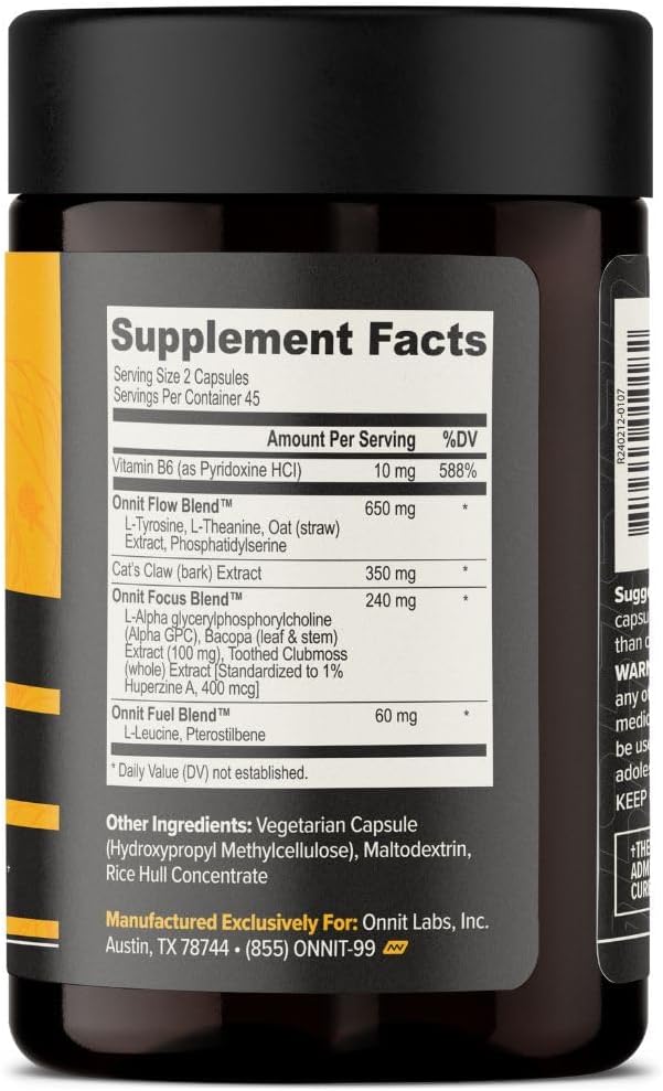 ONNIT Alpha Brain Nootropic Capsules for Men & Women, IGEN Non-GMO Tested Memory, Focus & Mental Clarity, with L-Theanine and Vitamin B6, 90 Count Each, Pack of 4 (360 Capsules)