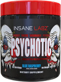 Insane Labz Psychotic, High Stimulant Pre Workout Powder, Extreme Lasting Energy, Focus and Endurance with Beta Alanine, Creatine Monohydrate DMAE, 35 Srvgs (Blue Raspberry)
