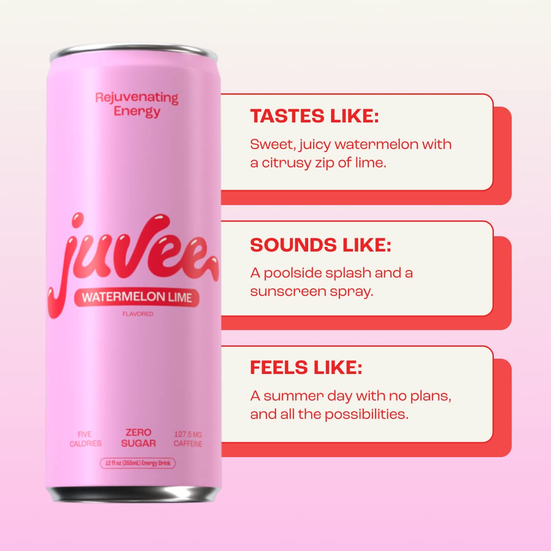 Juvee Energy Drink 0 Sugar 5 Calories (Pack of 12) (WATERMELON LIME)