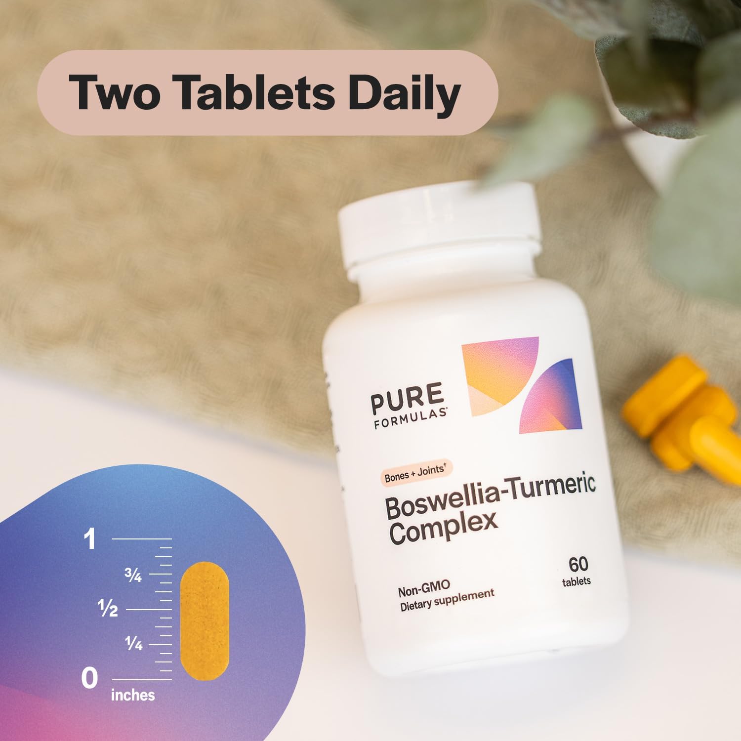PureFormulas Boswellia Turmeric Supplements for Joint Health & Immune Support Boswellia Extract Turmeric Supplement 60 Tablets, 3-Pack
