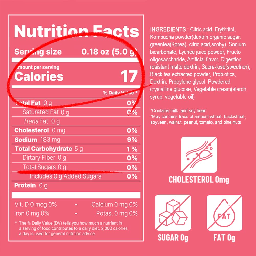 KAYFOOD-Kombucha-Lychee-Garden-Daily Zero Sugar, Diet, Gut Healthy Sparkling Beverage, Fermented Korean Drinks for Iced Tea Hot Tea, Workout T (10ST)