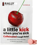 Cherry Flavor Cough Drops by Rally Energy, Cough Relief with Caffeinated Zinc Reinforced Lozenges, Boost Your Energy, Focus, and Productivity - Zero Calorie Throat Lozenges (20 Units)