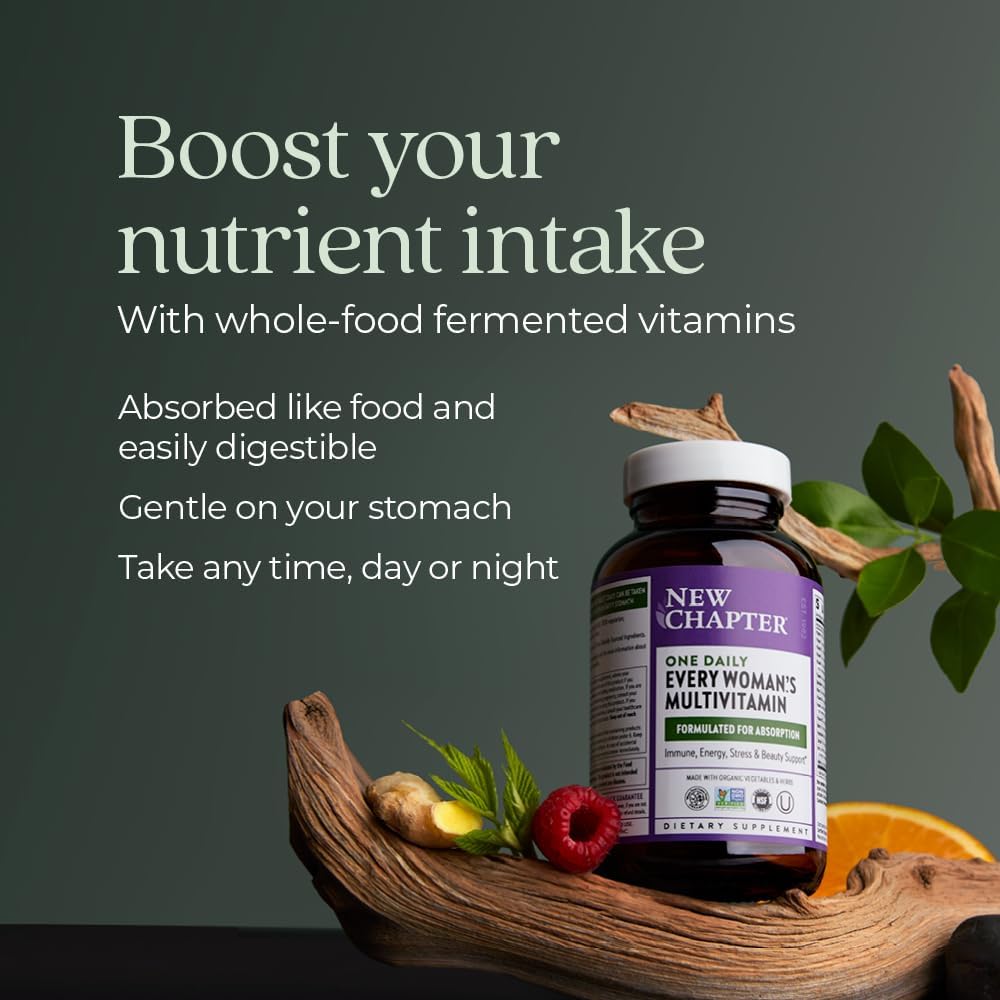 New Chapter Women's Multivitamin for Immune, Beauty + Energy Support with Fermented Nutrients - Every Woman's One Daily, Made with Organic Vegetables & Herbs, Non-GMO, Gluten Free, 48 Count