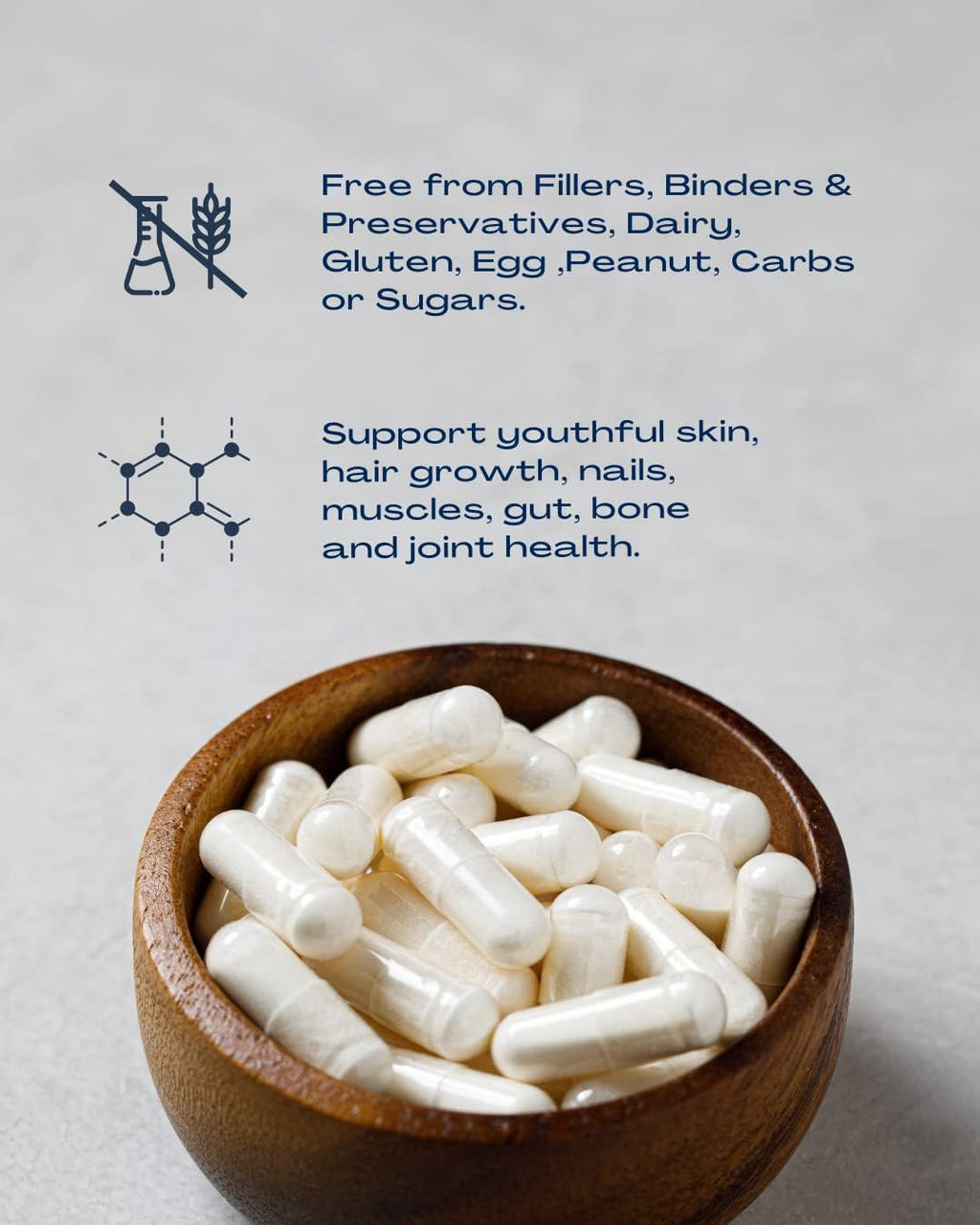 BioOptimal Collagen Peptides Capsules - Grass-Fed, Pasture-Raised Hydrolyzed Protein Supplement for Skin, Hair, & Nails - Non-GMO, Zero Sugar Daily Pills for Men & Women (180 Capsules)