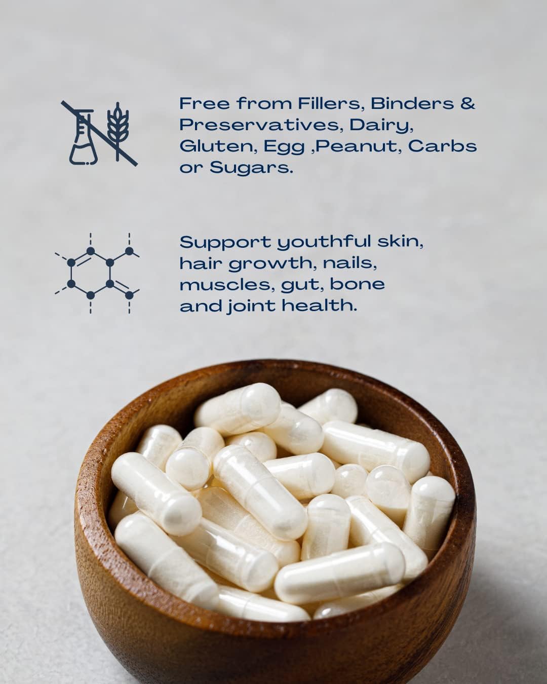BioOptimal Collagen Peptides Capsules - Grass-Fed, Pasture-Raised Hydrolyzed Protein Supplement for Skin, Hair, & Nails - Non-GMO, Zero Sugar Daily Pills for Men & Women (180 Capsules)