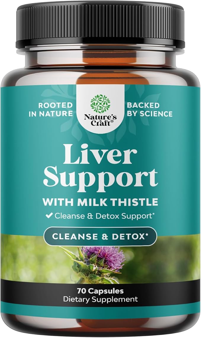 Liver Cleanse Detox & Repair - Milk Thistle Supplement for Digestion & Immune Health - Ginger Root, Choline & Dandelion Root - Herbal Liver Support with Silymarin, Beetroot & Artichoke - 70 Count