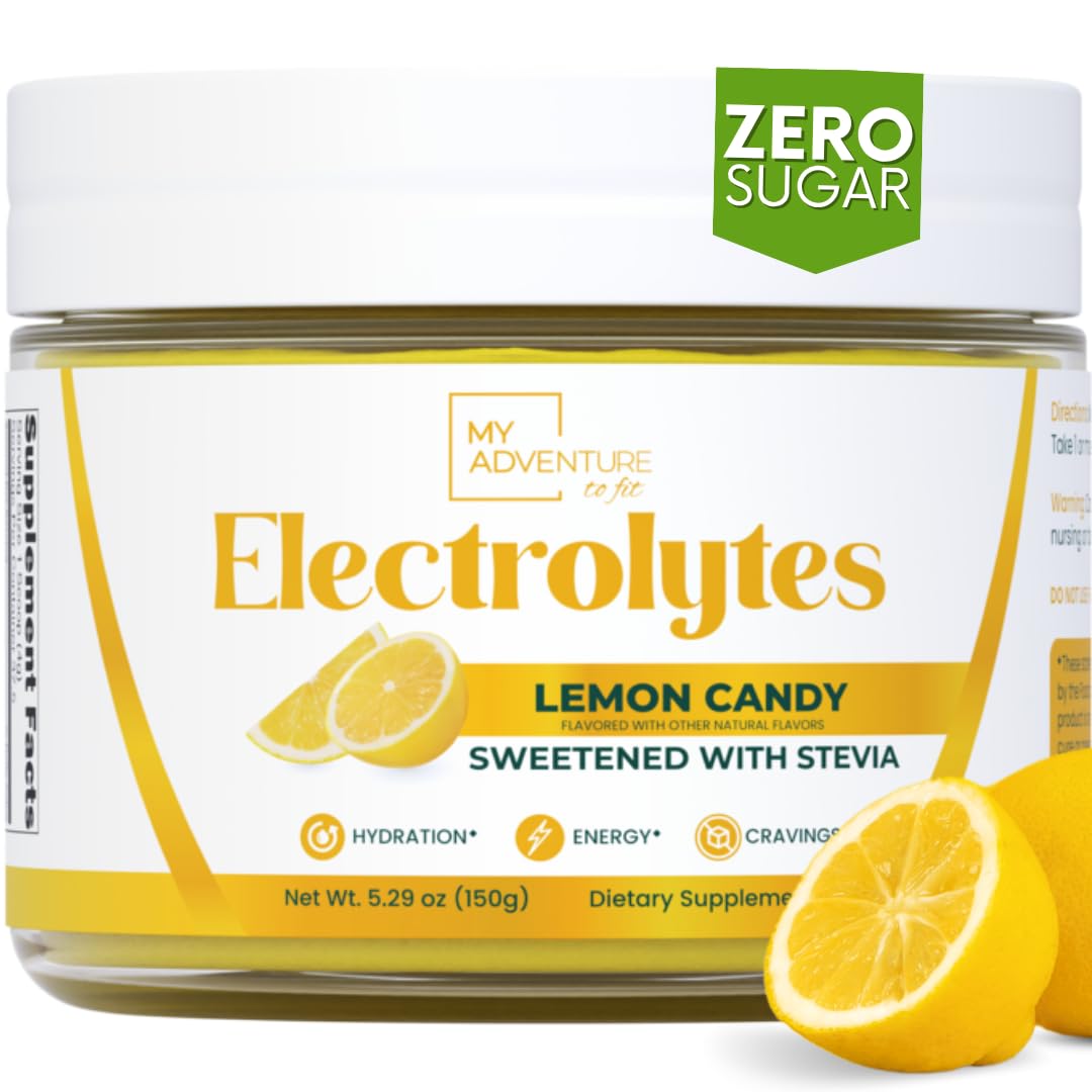 Zero Sugar - Lemon Candy Electrolytes Powder - Refreshing Hydration - Caffeine Free Energy with All Natural Ingredients - Vegan, Keto & Paleo - Sugar Free Electrolytes Powder Drink Mix - 37 Servings