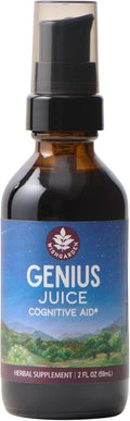 WishGarden Herbs Genius Juice - Liquid Herbal Nootropic Brain Booster Supplement for Focus, Clarity, Concentration & Energy with Ginkgo Biloba & Gotu Kola, Cognitive Support, No Caffeine, 2oz