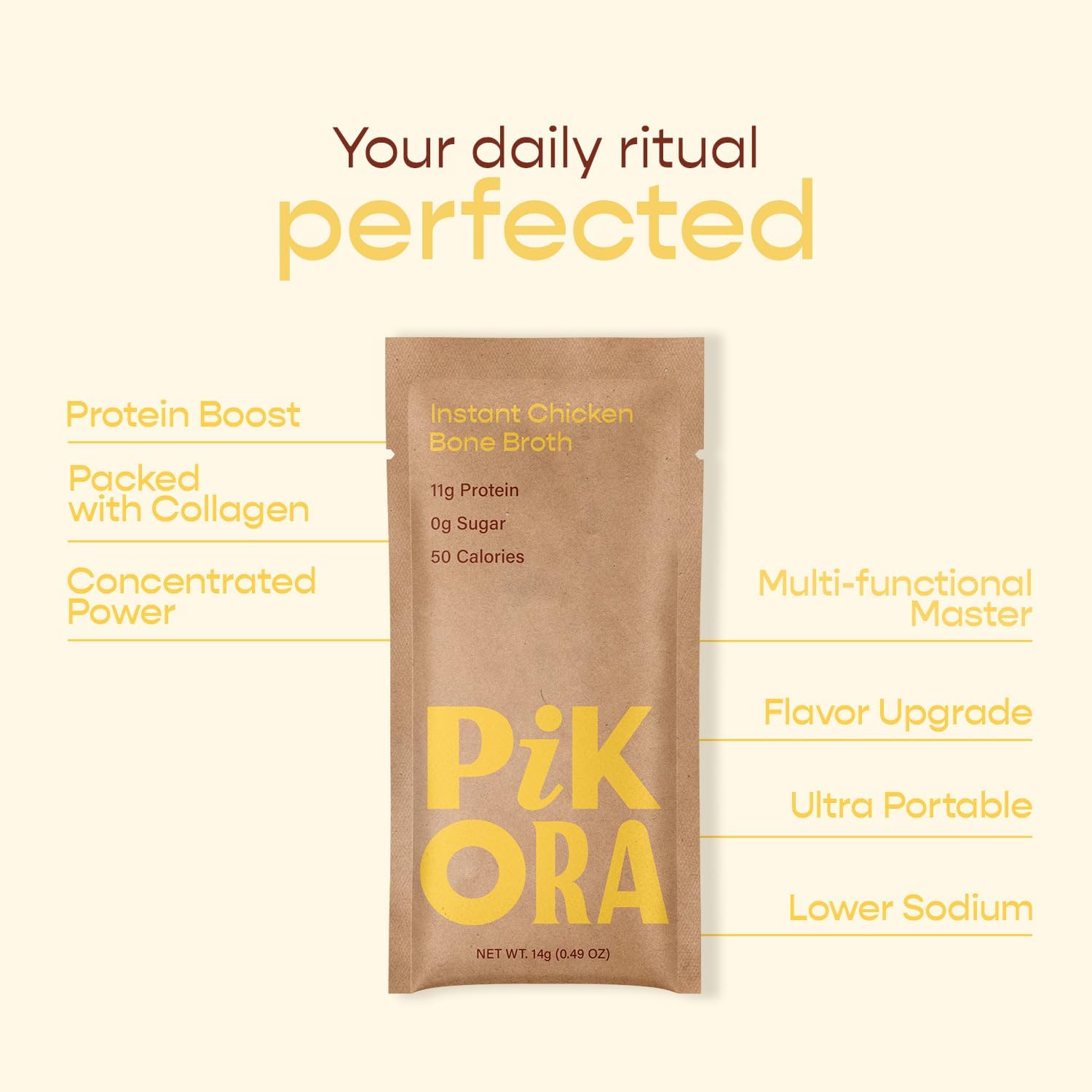 Pikora Bone Broth Sample Pack (2 Pack, 8 Servings) | High-Protein, Gluten-Free, Collagen-Rich, No Sugar, Keto & Paleo Friendly | 11g Protein, 50 Calories per Serving